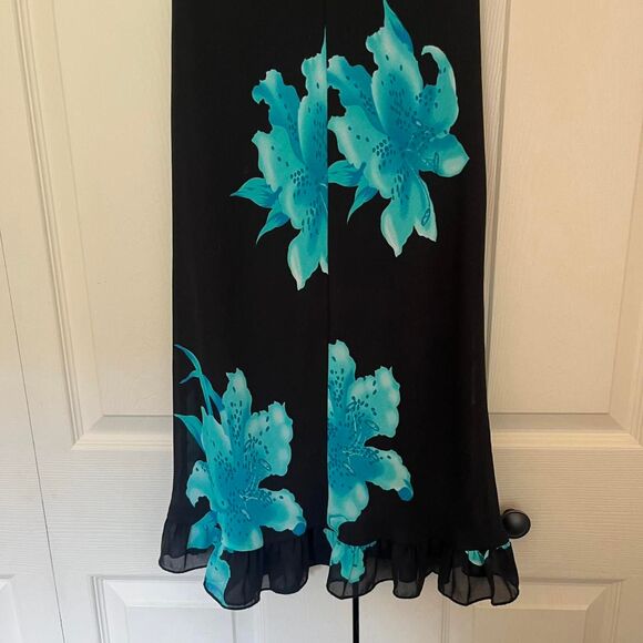 Vintage 90s Y2K Studio Soleil black floral sleeveless dress small made in USA - Picture 6 of 8